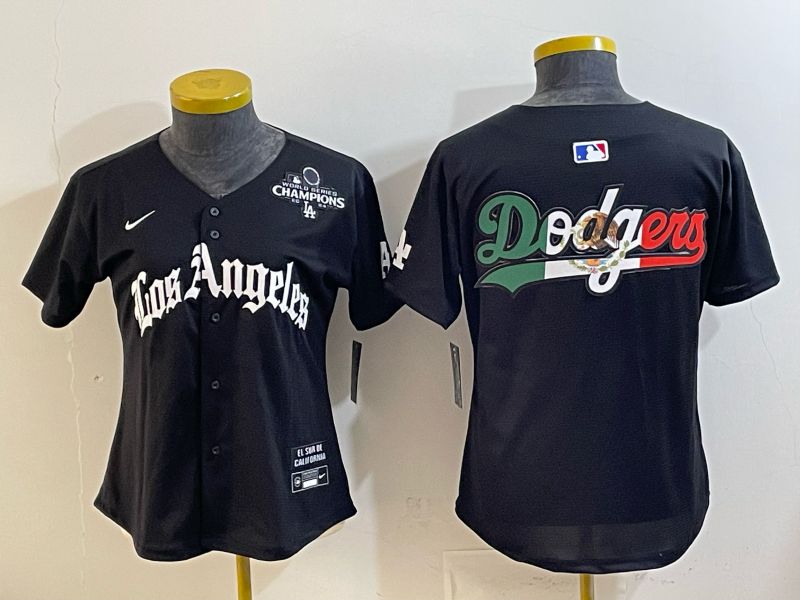 Women 2026 Los Angeles Dodgers Blank Black Game Nike MLB Jersey style 0014->women mlb jersey->Women Jersey